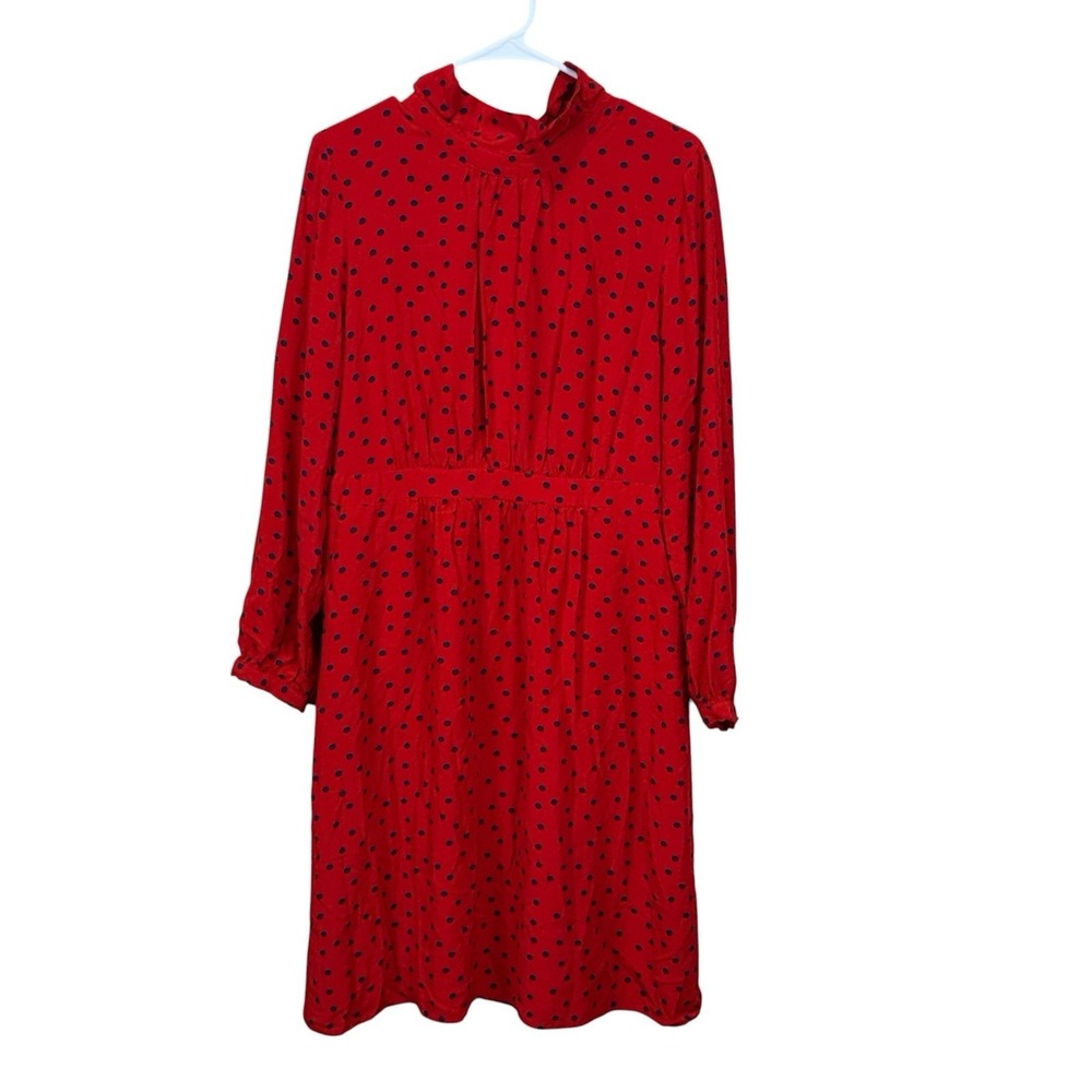 Boden Women's Red Navy Blue Polka Dot Dress, French Parisenne Style Size 12R